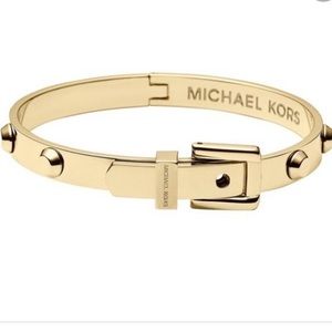 MK Astor Studded Gold-Tone Buckle Bangle